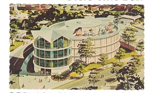 1964 New York Weltausstellung Pavillon American Interiors Postkarte überbacken NYC - Bild 1 von 2