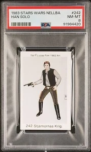 1983 Dutch Gum Star Wars #242a Han Solo PSA 8 - Foto 1 di 2