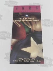 1993 Cotton Bowl Classic Ticket 1/1/93 Notre Dame Texas A&M Aggies Lou Holtz - Picture 1 of 2
