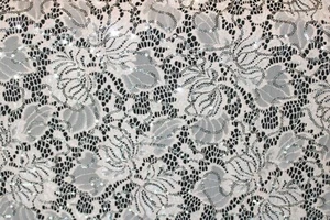 EMBROIDERED FLORAL LACE FABRIC WITH BEAD SPARKLE BEIGE 56" WIDE BY THE YARD - Picture 1 of 5