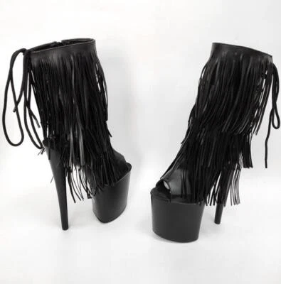 Mujeres Sexy Peep Toe Borla 20CM Tacón Súper Alto Club Nocturno Pole Dance Zapatos 219 Foto 1 de 4