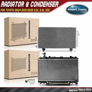 New Radiator & A/C Condenser for Toyota RAV4 2001-2003 L4 2.0L 2004-2005 L4 2.4L - Picture 1 of 9