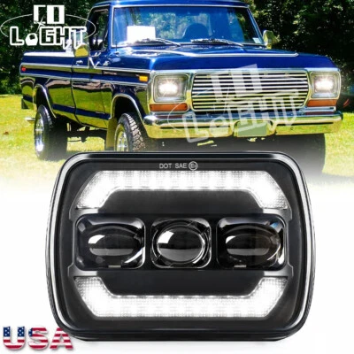 For Ford F-150 F-250 F-350 Super Duty 7X6" 5X7" LED Headlight Hi/Lo Beam w/DRL - Image 1 of 4