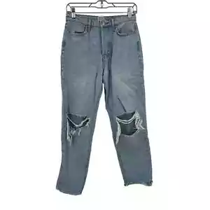Urban Outfitters BDG Light Wash Distressed Fringe Slim Straight Jeans 27 Waist - Picture 1 of 8