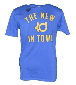 NEW NIKE KEVIN DURANT THE NEW KD IN TOWN GOLDEN STATE WARRIORS T-SHIRT BLUE GOLD - Picture 1 of 4