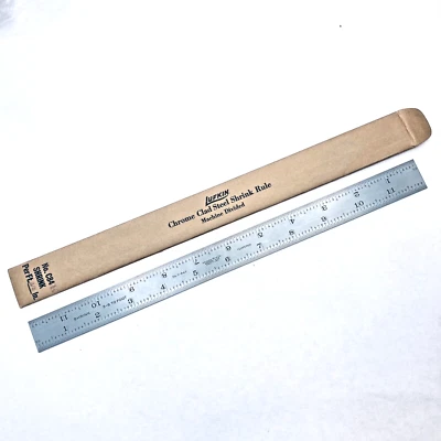 LUFKIN C84K Shrink Rule 12" Long Chrome Clad Tempered 3/8" Shrink/Foot - NEW - Image 1 of 4