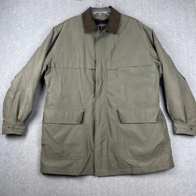 Jaqueta Jos A Bank Masculina L Verde Chore Barn Field Parka Zíper Completo Flanela Forrada - Imagem 1 de 4