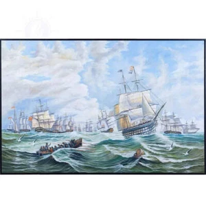 The Channel fleet in heavy weather - Canvas Painting - Picture 1 of 3