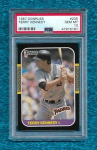 1987 DONRUSS #205 TERRY KENNEDY PSA 10 GEM MINT POP 3 PADRES CARDINALS GIANTS - Picture 1 of 1
