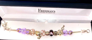 Friedman's Jewelers Mom Charm Bracelet Purple Silver NIB VTG - Picture 1 of 7