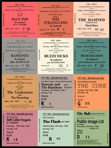 Print City Hall Punk Tickets von Original Tickets Bands die Newcastle spielten - Bild 1 von 6