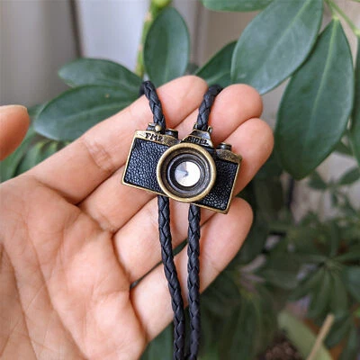 Silver Bronze Camera Bola Bolo Tie Wedding Necklace for Men Western Necktie - Image 1 of 4