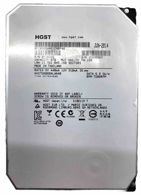 HGST Ultrastar He6 6TB | 7.2K 64MB SATA-600 3.5" HDD | 0F18335 | HUS726060ALA640 - Image 1 of 4