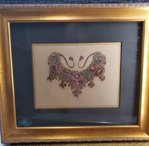 Meenakari geprägte Kunst auf Holzrahmen ethnische indische Halskette Kunst handgefertigt - Bild 1 von 13