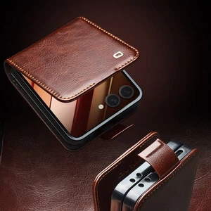 Qialino Genuine Leather Flip Wallet Case Cover for Samsung Z Fold 7 /6/ Flip 7/6 - Picture 1 of 6