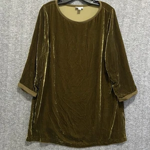 Top túnica Jill terciopelo mezcla seda mujer M oliva Lagenlook minimalista de gran tamaño - Imagen 1 de 9