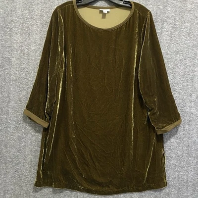 Top túnica Jill terciopelo mezcla seda mujer M oliva Lagenlook minimalista de gran tamaño Foto 1 de 4