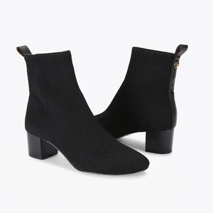 New Kurt Geiger Elmer Black Knit Ankle Booties Boots Crystal Eagle Heel 41 US 10 - Picture 1 of 6