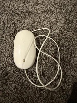 Apple A1152 USB Wired Mighty Mouse Optical Mouse White Tested Genuine - Image 1 of 3