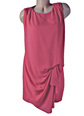 Halston Dress Womens Medium Red Poppy Sleeveless Draped Ruched Cocktail Party - Image 1 of 4