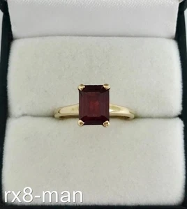 EXCELENTE ANILLO GRANATE VINTAGE DE ORO MACIZO DE 9 QUILATES CORTE BAGUETTE TALLA K DEL REINO UNIDO 1/2 EE. UU. 5,50 - Imagen 1 de 12