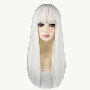22 Inches long Hair Wig for Women Black Synthetic Hair Natural Long Straight ... - Picture 1 of 9