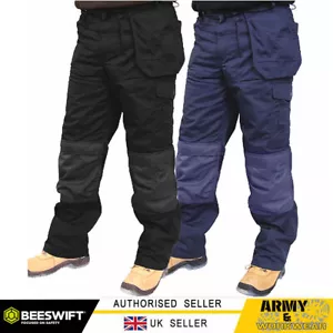 Multi Pocket Work Trouser Heavy Duty Mens Pants Knee Pad & Nail Holster Pocket - Picture 1 of 3