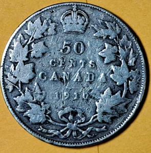 Canadian 1910 (E.L.) Sterling Silver 50 Cent Coin (C.50-10)=0 - Picture 1 of 2