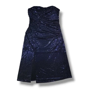 Grace Karin blau Pailletten silber glitzernd schwarz Neckholder Top Kleid Damengröße 2XL - Bild 1 von 14