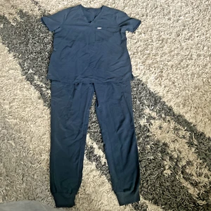Figs Scrub Set Womens M Tall Blue Catarina 1 Pocket Top Zamora Jogger Pants - Picture 1 of 8