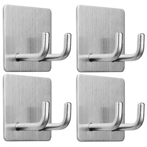 Adhesive Hooks Razor Holder For Shower Stick Bathroom Wall Towel Hooks Stainless - Picture 1 of 7