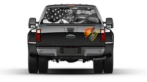 American Flag Black and White Patriotic Rear Window Perforated Graphic Decal - Picture 1 of 5
