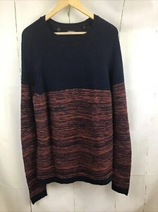Buffalo David Bitton Men's Cotton Blue/Orange Wawood Two-Toned Sweater Sz. L - Picture 1 of 14