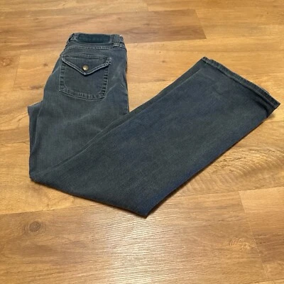 Size 8 Christopher Blue Black Dark Gray Denim Jeans 32 in inseam Bootcut EUC - Image 1 of 4