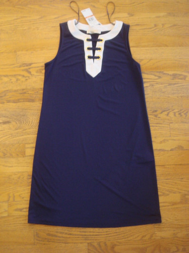 Abito Michael Kors S nuovo con etichette maglia bianca navy $99