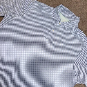 Fairway & Greene Polo Herren 2XL blau gestreift hergestellt in den USA sportlich adrett Stretch Golf - Bild 1 von 8