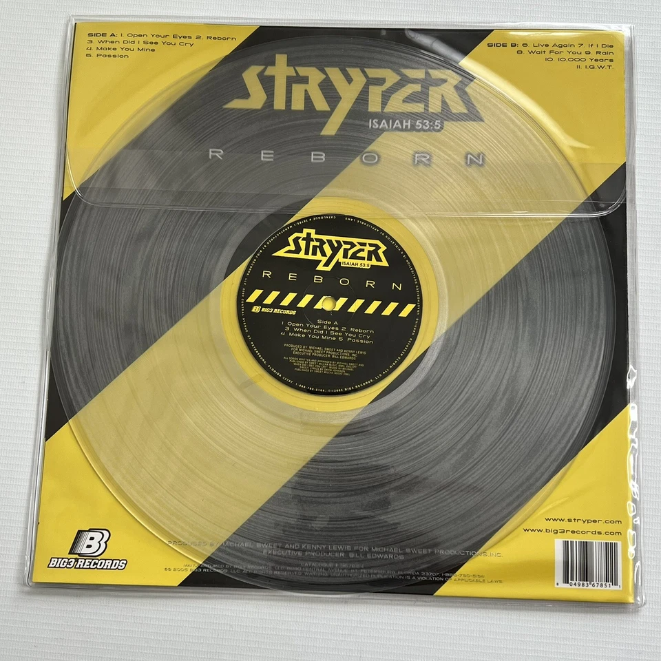 Limited Edition 2005 Stryper ‎Reborn Clear Vinyl Big3 Records - Image 1 of 4