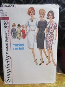 5324 Vintage Simplicity SEWING Pattern Misses One Piece Dress Proportioned 16 - Picture 1 of 6