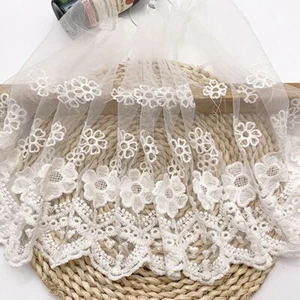 Stickerei Spitze Borte Stoff Netz Kanten Nähen Borte Vorhang Kleid Blumen - Bild 1 von 27