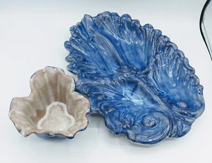 Stangl Terra Rose Blue Divided Serving Dish Platter With Dip Bowl Floral Pottery - Picture 1 of 4