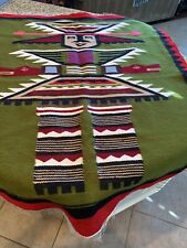 Hand Woven Southwestern Aztec Design Rug Tapestry Artisan Made Wall Hanging Boho