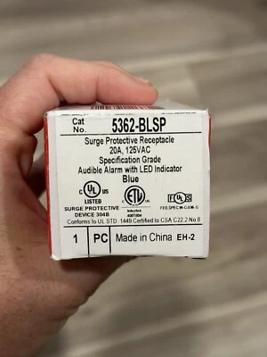 Legrand  5362-BLSP TVSS SURGE PROTECTOR  Receptacle Audible ALARM BLUE 20A 125V  - Image 1 of 4