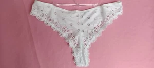 SAVAGE X FENTY SIZE 3X WHITE BRIDAL THONG PANTY LACE NEW WITH TAGS - Picture 1 of 11