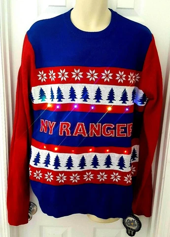 NEW YORK RANGERS Mens Sweater Size Small LED Light Up Ugly Christmas Holiday NHL Cover