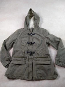 Blanc Noir Hooded Field Jacket Womens L (M) Sherpa/Quilt Lined Faded Zip - Picture 1 of 10