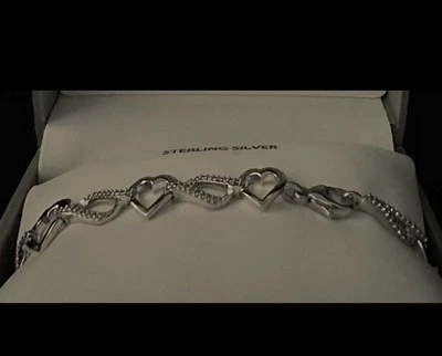 Brazalete de plata de ley 1/10 CTTW diamante en forma de corazón, mujer, adulto Foto 1 de 2