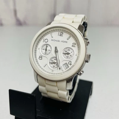 Reloj cronógrafo Michael Kors esfera blanca para mujer MK5423 fecha WR 10 ATM Foto 1 de 4