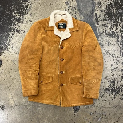 Vintage Schott Western Jacket 1970s Rancher Suede Sherpa Beige Sz 38 Vgc - Image 1 of 4