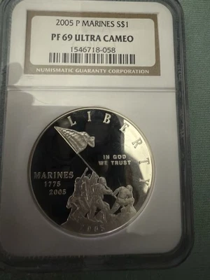 2005 P MARINE CORPS 230th ANNIVERSARY NGC PF69 ULTRA CAMEO - Image 1 of 4