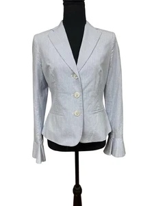 Lauren Ralph Lauren Damen Gr. 4P blau/weiß Nadelstreifen tailliert Blazer Neu mit Etikett - Bild 1 von 13